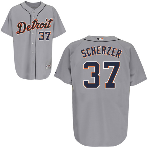 Max Scherzer #37 mlb Jersey-Detroit Tigers Women's Authentic Road Gray Cool Base Baseball Jersey